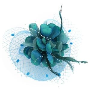 New Blue Fascinator Hat For Women Derby Tea Party Headpiece Elegant Flower